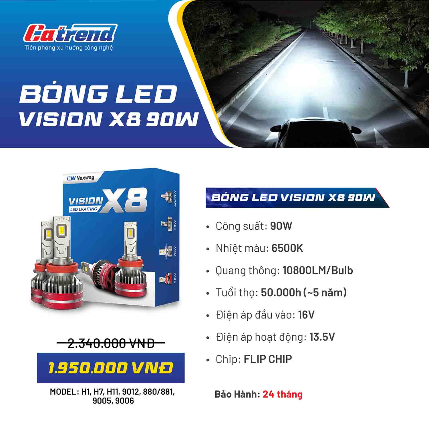 Báo giá bóng Led Nexway Vision X8 90W