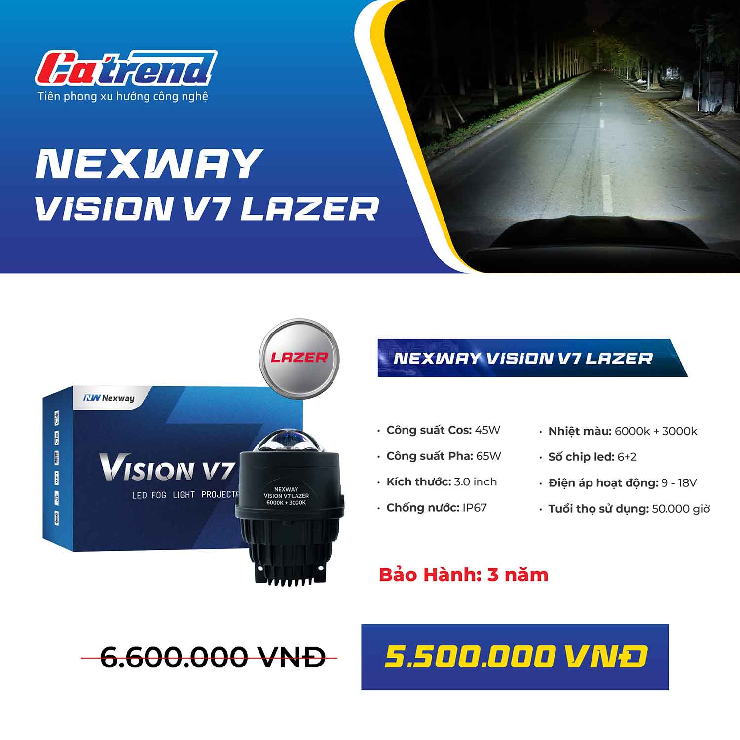 Báo giá đèn bi gầm Vision V7 Lazer
